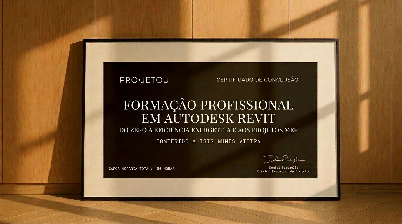 Exemplo de certificado emitido nas Formações Profissionais da Projetou